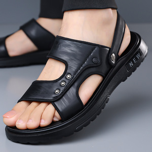 รองเท้าแตะชายหาดฤดูร้อนของผู้ชายแบบแบนกันลื่นพื้นนุ่มรองเท้าแตะลำลองกลางแจ้งสีกากีสีดำวัยกลางคนอายุ 40 60 ปี - Product Image 4