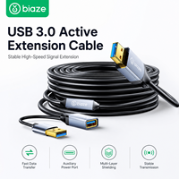 Kabel Ekstensi Aktif USB3.0 Biaze USB a Male Female High Speed Repeater Extender PVC Shielded untuk PC Kamera Printer
