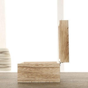 Cajas de regalo de madera cuadradas con tapa abatible, embalaje artesanal hecho a mano para almacenamiento de relojes y cuentas, 8 cm de alto - Product Image 4