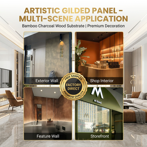Wholesale Price Manufacturer Supplier Durable Artistic Gold Leaf Bamboo Charcoal Wood Veneer Gilded <strong>Wall</strong> <strong>Panel</strong> For Hotel Decor - Product Image 5