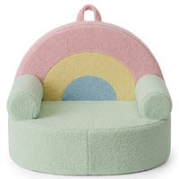 Mini-canapé coloré en sherpa doux pour bébé, fauteuil de jeu, fauteuil de lecture pour chambre d'enfant, fauteuil de rêve arc-en-ciel, mousse haute densité, pour tout-petits