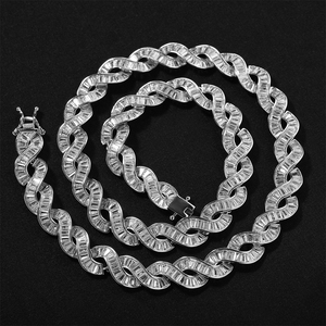 European and American Hip Hop Square Zircon Spiral Necklace Fully Studded Luxury Collarbones <b>Chain</b> - Product Image 2