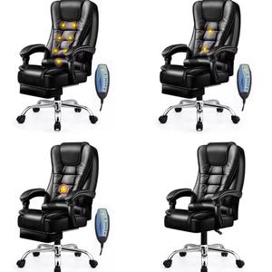 Moderner Indischer Ergonomischer Massage-Gaming-Stuhl Schwarz Verstellbarer Schreibtisch-Bürostuhl mit Ausziehbarer Kopfstütze - Product Image 5