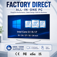 AIO Monoblock Desktop Computer Touch Curved Windows 11 19 22 24 27 32 34 Inch Intel Core I3 I5 I7 Office All in One PC