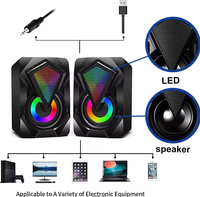 Mini haut-parleur numérique portable à LED coloré avec horloge, alimenté par USB 2.0, caisson de basses de bureau, ordinateur portable, ordinateur, haut-parleur RGB