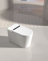 Bidet intelligent minimaliste monobloc en céramique, à poser au sol, avec chasse d'eau par siphon, siège chauffant, télécommande, auto-nettoyant, allongé, siphon en S