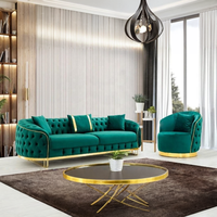 Ensemble de Canapés Modernes de Luxe, Meubles Canapé en Velours pour Salon, Canapé en Tissu Modulable Un, Deux ou Trois Places