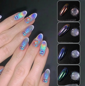 1 boîte de <span class=keywords><strong>poudre</strong></span> à ongles chromée à paillettes laser, <span class=keywords><strong>poudre</strong></span> à ongles arc-en-ciel, gel linéaire, vernis à ongles, manucure, bricolage - Product Image 2