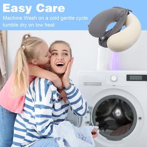 360 °   Oreiller en mousse à mémoire de forme en U, ergonomique pour le cou, portable, idéal pour les longues sessions assises ou les voyages, prévient l'inclinaison de la tête vers l'avant - Product Image 4