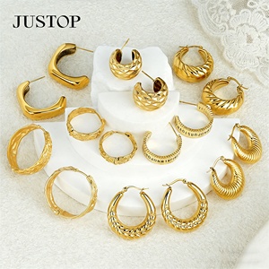 Trending hoop OEM/OEM Waterproof Stainless Steel Gold Plating hypoallergenic Fashion Jewelry supplier gold statement <b>earrings</b> - Product Image 2