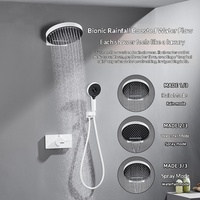 Ensemble de douche mural moderne en chrome brossé, thermostatique, finition blanche dissimulée, jets de massage/doux/pluie, pour appartement et hôtel