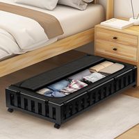 2 packs de rangement sous le lit en bambou avec roues en bambou naturel grande capacité pour les vêtements, les chaussures, la literie idéale pour la chambre à coucher.