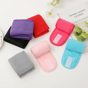 कस्टम लोगो वेक्रो डबल-लेयर यूरोपीय-अमेरिकी शैली खेल योग स्पा चेहरे का हेडबैंड समायोज्य मेकअप हेयर बैंड जादू टेप - Product Image 4