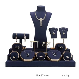 Expositor de Joyería de Moda al por Mayor DOC con Set de Exhibición de Anillos, Colgantes y Pendientes de Microfibra Azul, Modelo DOC1219-02 - Product Image 5