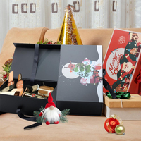 Boîtes d'emballage cadeau de Noël décoratives de qualité supérieure, noires, épaisses, grandes, magnétiques, pliables, avec couvercles