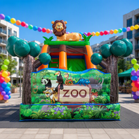 WINSUN Château gonflable géant Lion de la Jungle avec toboggan et mur d'escalade pour enfants, idéal pour fêtes en extérieur et location commerciale
