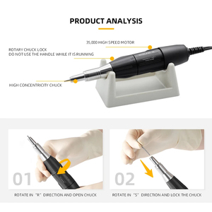 Micromotor fuerte de 65W 204 35000RPM 102L 102 pieza de mano Dental fuerte micromotor de laboratorio máquina de manicura taladro de uñas de plástico - Product Image 3