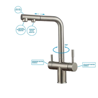 Robinet de cuisine extractible en acier inoxydable 304, finition brossée, avec filtre, mitigeur de cuisine en acier inoxydable