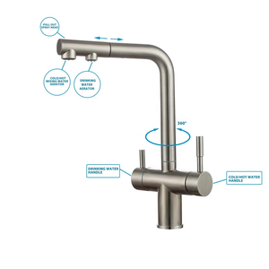 <span class=keywords><strong>Robinet</strong></span> de cuisine extractible en acier inoxydable 304, finition brossée, avec filtre, mitigeur de cuisine en acier inoxydable - Product Image 2