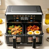 Freidora de Aire de Doble Zona Anbolife de Alta Potencia CE/CB 11L 2400W con Cestas Dobles de 5.5L, Interior Metálico, 8 Menús Preestablecidos, Venta al por Mayor de Fábrica, OEM Personalizado