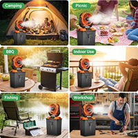 Ventilateur de camping portable à ultrasons avec brumisateur, réservoir d'eau de 7 L, rechargeable, avec lumière LED et télécommande, pour la pêche en plein air et les barbecues