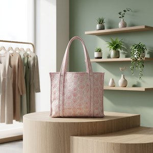 Sac fourre-tout matelassé en coton, motif léopard, style ethnique, avec longue anse, fait main en Inde, pour femme, hiver, printemps, été, broderie à la main - Product Image 1