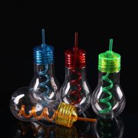 Gobelet lumineux créatif en plastique en forme d'ampoule pour thé au lait, café, boissons froides, bouteille à paille pour fête