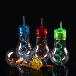 <span class=keywords><strong>Gobelet</strong></span> lumineux créatif en plastique en forme d'ampoule pour thé au lait, café, boissons froides, bouteille à paille pour fête - Product Image 3