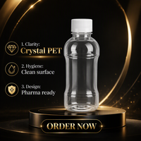 Conteneur vide transparent en PET pour sirop liquide oral, bouteille en plastique pharmaceutique avec bouchon à vis pour emballage de médicaments