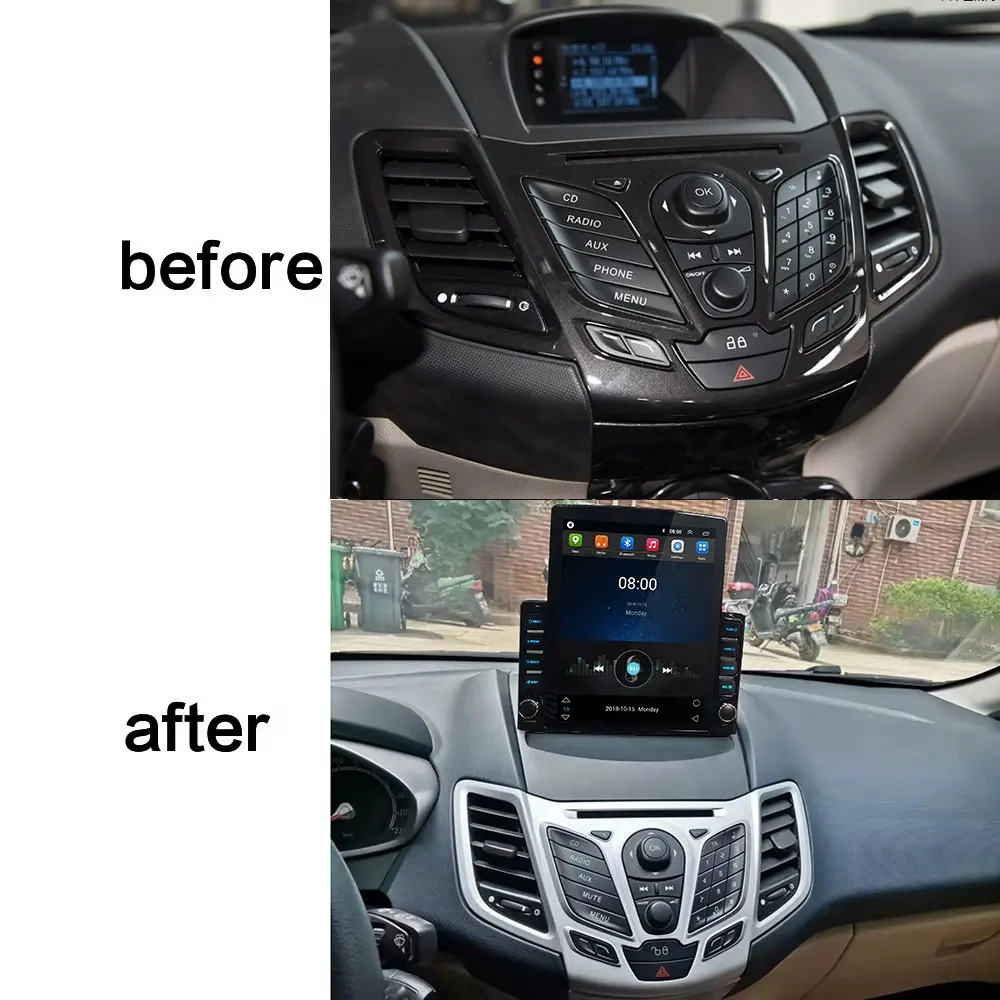 Tesla-sistema Multimedia de navegación GPS para coche, pantalla táctil Vertical estéreo de 9,7 pulgadas, 1 + 32G, Android, para Ford Fiesta 2014