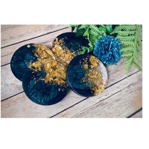 Dessous de verre en résine à la mode, avec ensemble de couleurs bleu foncé et gris, pour le thé et le café, pour la cuisine et les cadeaux de mariage - Product Image 4