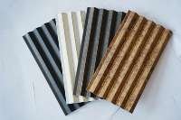 Revêtement mural en bois-plastique WPC rainuré, lambris décoratif, panneau mural WPC intérieur creux, imperméable, avec éclairage LED