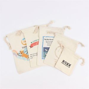 Customized Cotton Linen Drawstring <b>Bag</b> Reusable Grocery <b>Shopping</b> <b>Bag</b> with Custom Logo Print for Fruits and Colorful <b>Strings</b> - Product Image 5