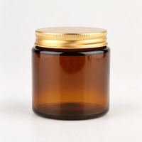Pot en verre ambré vide de 100g pour cosmétiques et soins de la peau, à large ouverture, pour crème visage et beurre corporel