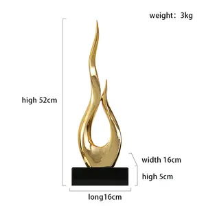 Table Top Decoration Electroplating Gold Color Marble Base Small Decorative Resin Fiberglass Sculpture