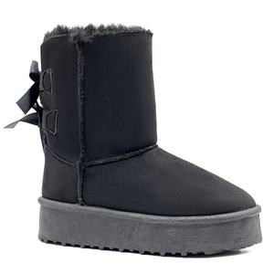 도매 클래식 겨울 봉제 리본 부츠 야외 중간 송아지 따뜻한 워킹 스타일 신발 여성용 - Product Image 6