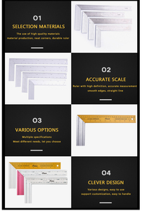 Règle d'angle réglable en métal, 8 "/200mm règle en métal <span class=keywords><strong>fixe</strong></span> à 90 degrés outil de mesure carré pour le travail du bois, fonte - Product Image 3