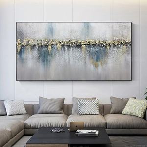 Œuvres d'art abstraites entièrement faites à la main, peinture à l'huile peinte à la main, art mural encadré pour la décoration de chambre à coucher ou d'hôtel de style shabby chic - Product Image 1