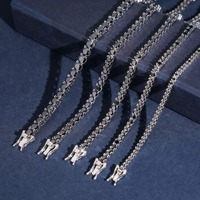Collier Hip Hop en Argent Sterling S925 Massif avec Moissanite Noire Givrée 2-5MM, Diamant VVS, pour Hommes, Femmes, Bijou de Rappeur, Cadeau