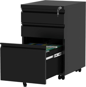 Archivador de Acero A4 Moderno con Cerradura, 3 Cajones con Cerradura, Metálico - Almacenamiento para Hogar, Oficina, Sótano, Supermercado, Escuela - Product Image 1