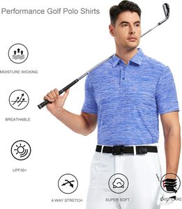 Camiseta informal de manga larga para hombre, polo, golf, antiarrugas, secado rápido, absorbe la humedad, patrón sólido, tejido de punto - Product Image 2