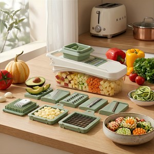 Picador de Verduras Manual Multifuncional 17 en 1, Rebanador de Cebolla, Cortador en Dados, Mandolina para Preparar Ensaladas, Cena Familiar, Utensilios de Cocina - Product Image 1