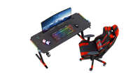 Bureau PC électrique réglable en hauteur AOR Esports en bois et métal, design moderne rose avec LED RGB, montage facile, modèle CX pour joueurs et usage domestique