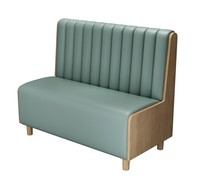 Bancs de restaurant en bois personnalisables avec table intégrée, banquette demi-cercle pour restaurant et commerce