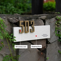 Plaque de porte extérieure moderne rétroéclairée par LED en acier inoxydable 304, étanche et illuminée, pour appartement, villa, hôtel, texte personnalisé