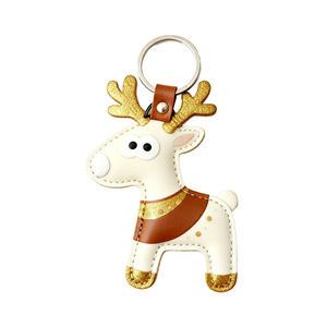 Zenos Handmade Leather Reindeer Keychain Cute Animal Design Holiday Decoration & Gift Idea - Product Image 2