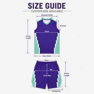 Seragam Basket Remaja Geometris Ungu Mint Kustom, Set Jersey Berbahan Mesh Bernapas dengan Kerah V untuk Liga Basket Kampus - Product Image 5
