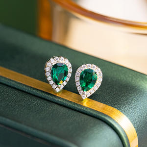 All Fashion Laboratory <b>Jewelry</b> Lab Grown Green Gown Emerald Dia Earrings Water Drop - Product Image 3