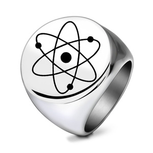Bague minimaliste à structure atomique 22 mm en or, bijoux de mode pour homme, design géométrique, cadeau - Product Image 4