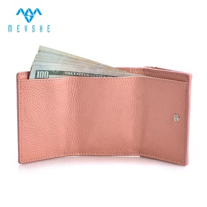 Prezzo di fabbrica personalizzato <span class=keywords><strong>rosa</strong></span> vera pelle <span class=keywords><strong>donna</strong></span> Mini porta carte <span class=keywords><strong>portafoglio</strong></span> con bottone portamonete - Product Image 5
